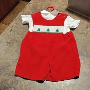 Red Kids Matching Set with Christmas Trees